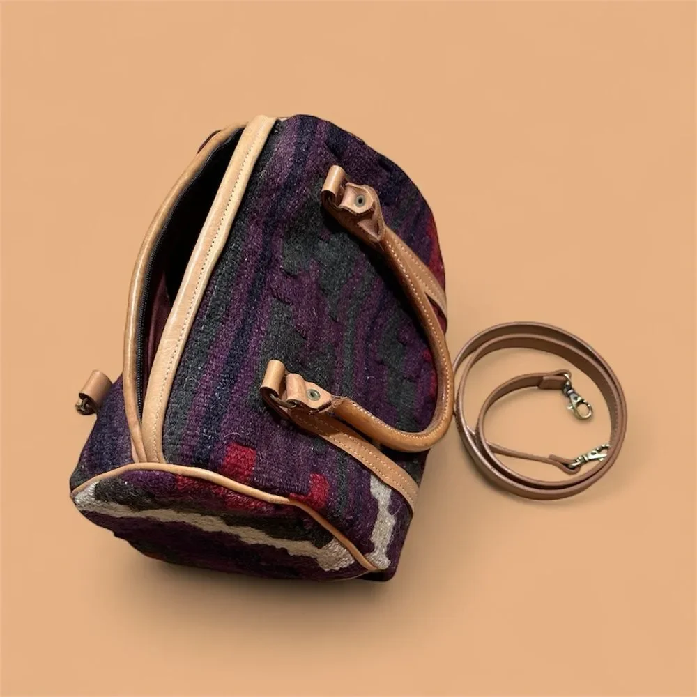 Vintage Custom-made Southwestern Style Woven Wool and Leather
